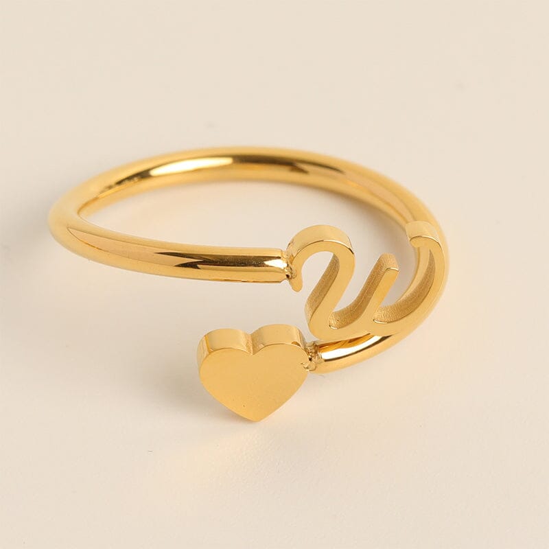 Dainty Initial Heart Ring