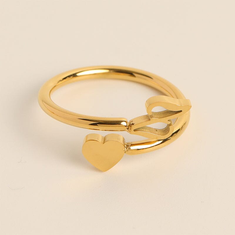 Dainty Initial Heart Ring